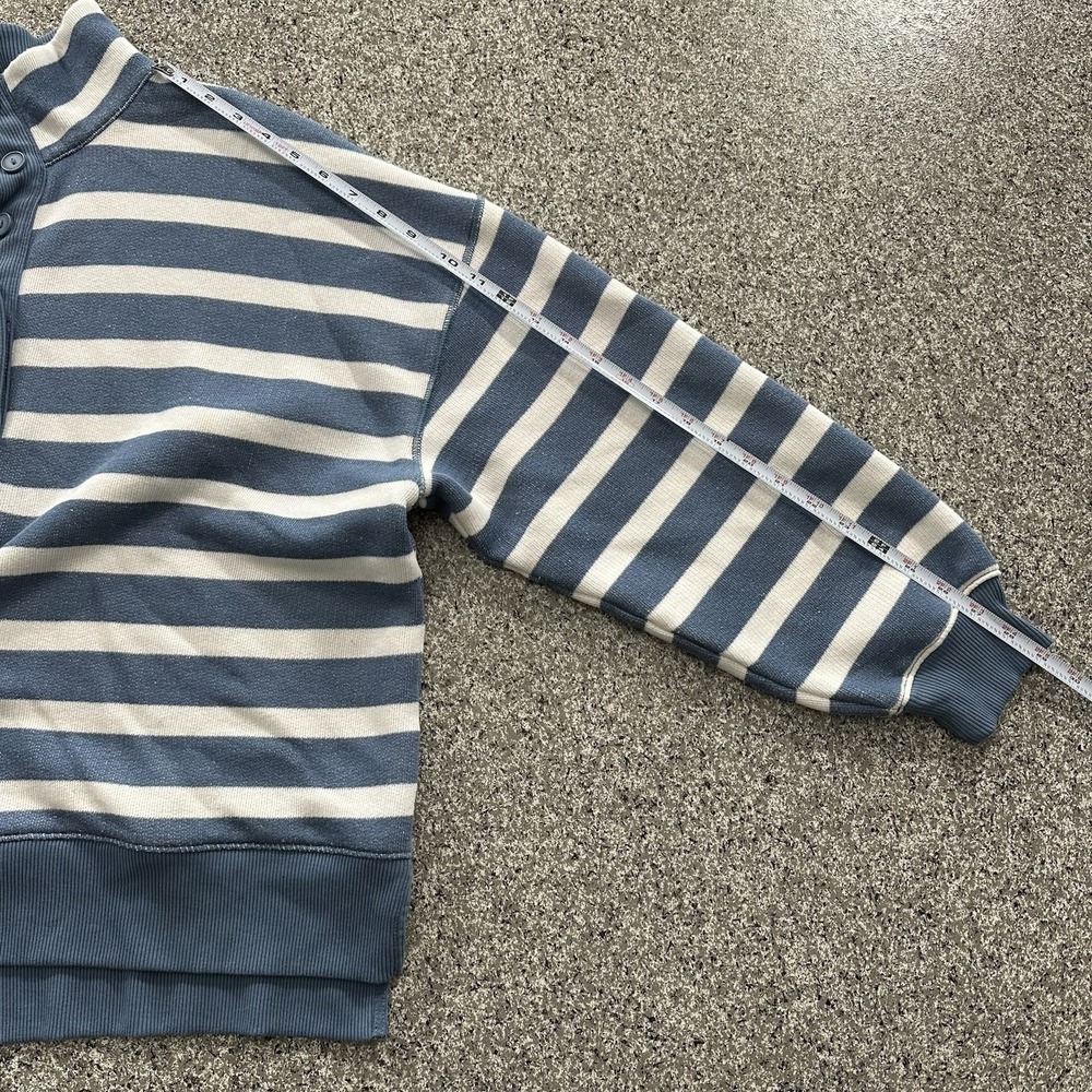 American Eagle Sweatshirt Womens S Top Big Hug Henley Striped Blue Lived In - Picture 7 of 10